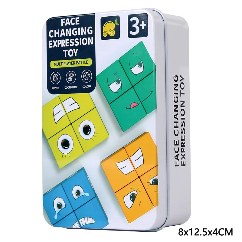Expressive Cartoon Face Puzzle Blocks
