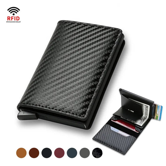 RFID Black Magic Trifold Leather Slim Mini Wallet