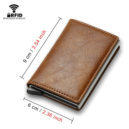 RFID Black Magic Trifold Leather Slim Mini Wallet