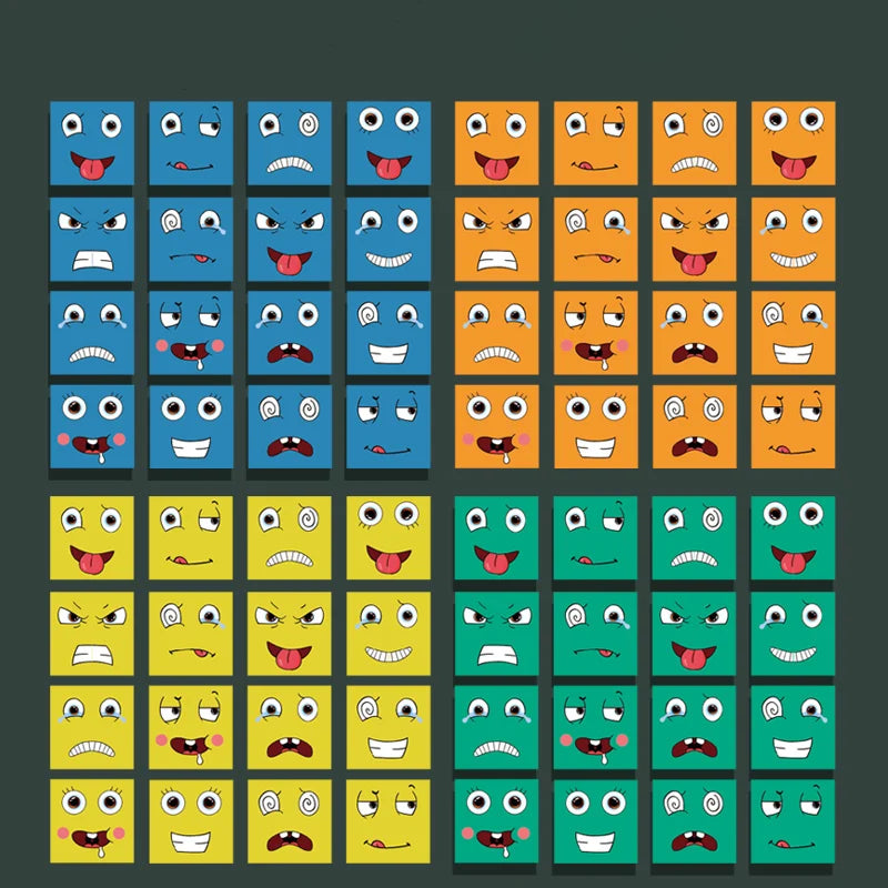 Expressive Cartoon Face Puzzle Blocks