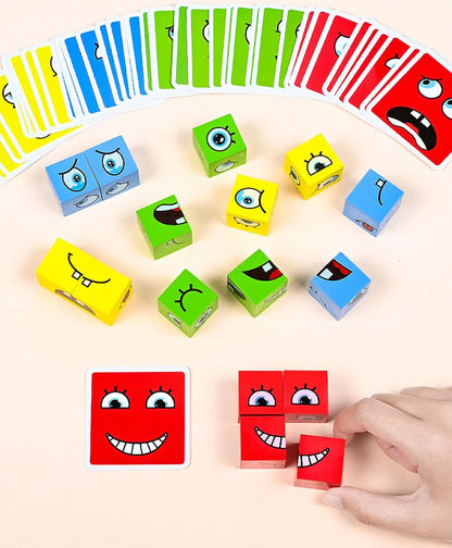 Expressive Cartoon Face Puzzle Blocks